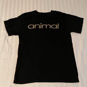 Animal Black Tee with Cream Logo
